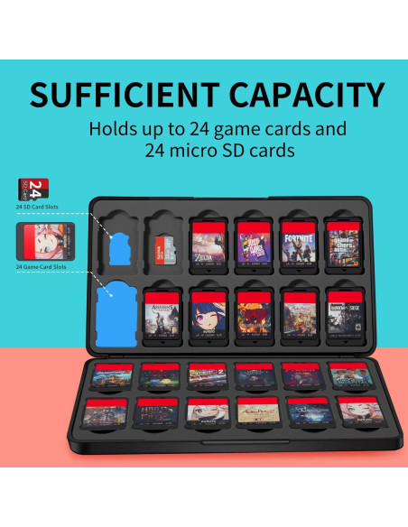Soporte para Juegos de Switch MOSAHOLL con 24 Ranuras y Cierre Magnético