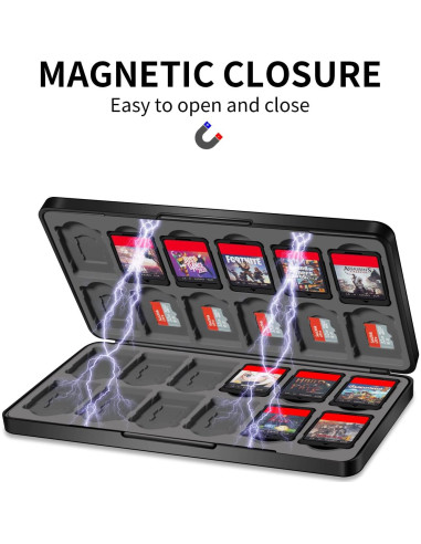 Soporte para Juegos de Switch MOSAHOLL con 24 Ranuras y Cierre Magnético