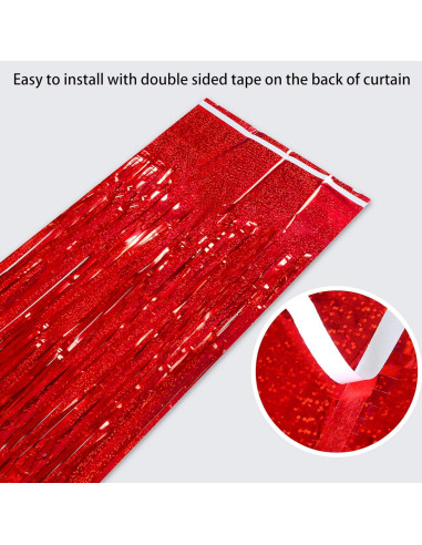 Cortinas de Flecos de Papel de Aluminio Rojo Melsan - 2 Piezas 0.97x2.44m