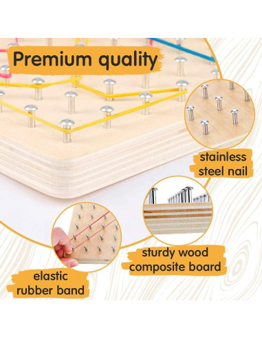 Tablero Geométrico de Madera Panda Brothers - Juguete Montessori 20.32cm