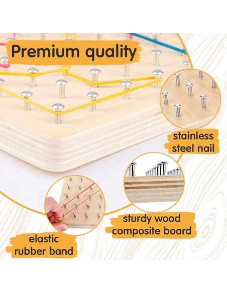 Tablero Geométrico de Madera Panda Brothers - Juguete Montessori 20.32cm Tablero Geométrico de Madera Panda Brothers - Juguete Montessori 20.32cm