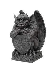 Estatua Gárgola Medieval de Resina 16.5 cm con Escudo