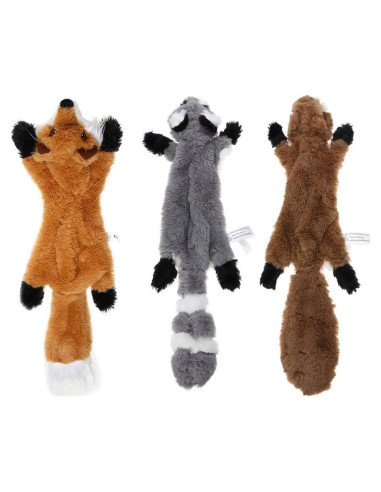 Juego de Juguetes de Perro Chirriantes PDTO - Mapache y Ardilla 40 cm