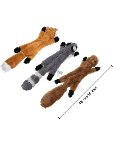 Juego de Juguetes de Perro Chirriantes PDTO - Mapache y Ardilla 40 cm