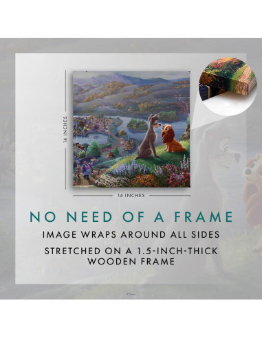 Lienzo Enmarcado Thomas Kinkade Disney 35.56x35.56 cm Enamorándose