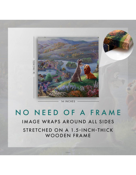 Lienzo Enmarcado Thomas Kinkade Disney 35.56x35.56 cm Enamorándose