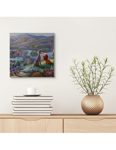 Lienzo Enmarcado Thomas Kinkade Disney 35.56x35.56 cm Enamorándose