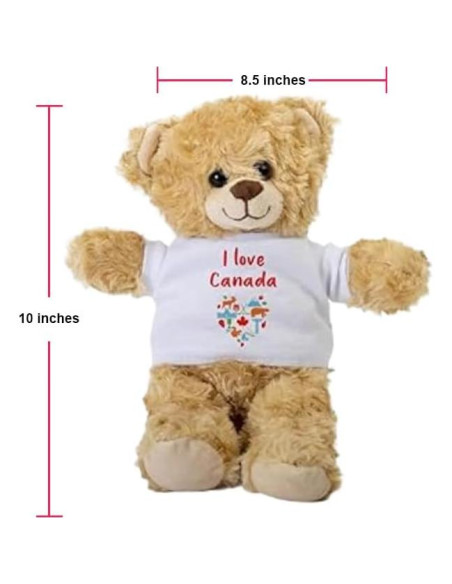 Osito de Peluche I Love Canada 25.4 cm con Camiseta Blanca