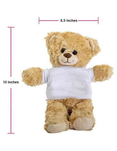 Oso de Peluche SpreadPassion 25.4 cm con Camiseta Blanca