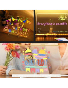 Tablero de Notas LED Acrílico Genérico 30x20 cm con Soporte 2