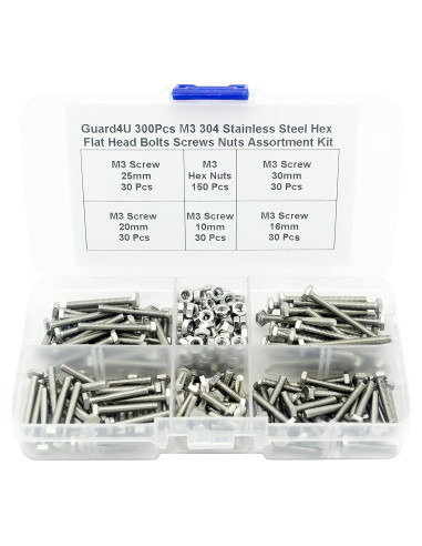 Kit 300 Pcs Tornillos y Tuercas M3 Acero Inoxidable 304 Hexagonal