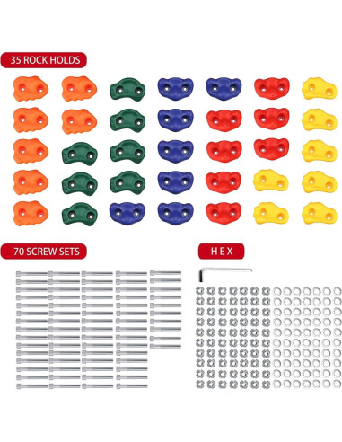 Agarraderas de Escalada Yaegoo 35 PCS para Niños - Hardware Incluido