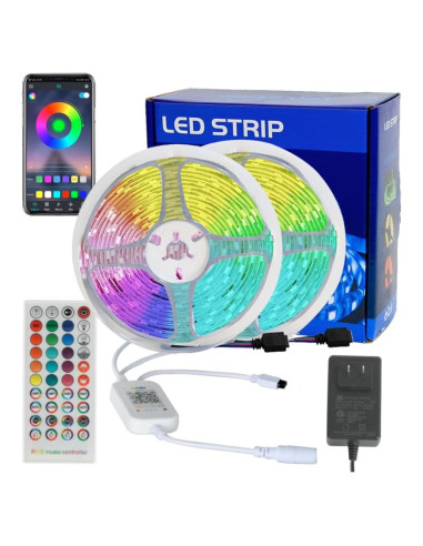 Tira LED RGB 10m KUMQUAT Control Bluetooth Sincronización Música