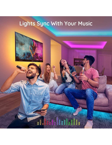 Tira LED RGB 10m KUMQUAT Control Bluetooth Sincronización Música