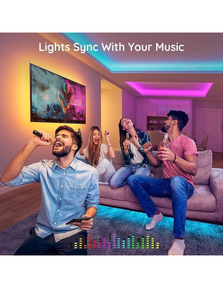 Tira LED RGB 10m KUMQUAT Control Bluetooth Sincronización Música