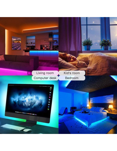 Tira LED RGB 10m KUMQUAT Control Bluetooth Sincronización Música