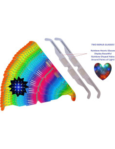 100 Gafas de Difracción Fuegos Artificiales Arcoíris + 2 Corazones 2