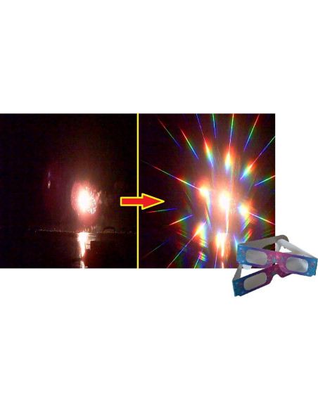 100 Gafas de Difracción Fuegos Artificiales Arcoíris + 2 Corazones