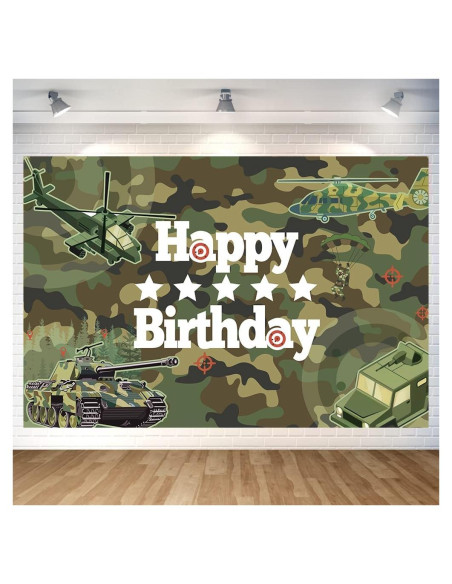 Banner de Cumpleaños Camo DuftGu 180x120 cm Decoración Fiesta