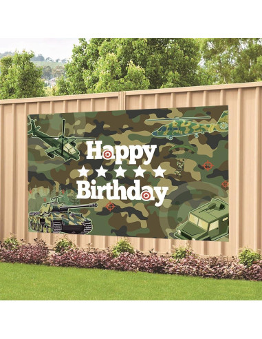 Banner de Cumpleaños Camo DuftGu 180x120 cm Decoración Fiesta