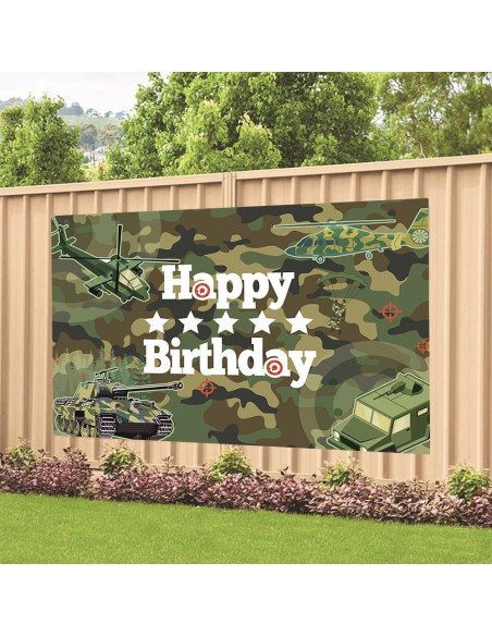 Banner de Cumpleaños Camo DuftGu 180x120 cm Decoración Fiesta