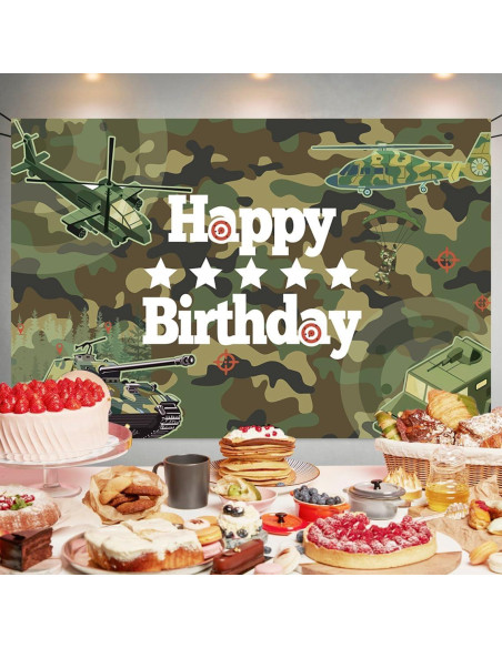Banner de Cumpleaños Camo DuftGu 180x120 cm Decoración Fiesta
