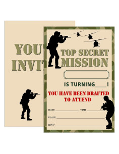 Invitaciones de Cumpleaños UDNADKEX Camuflaje 20 Unidades