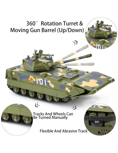 Tanque Militar de Aleación Guarsiliymi con Sonido y Luz 21cm
