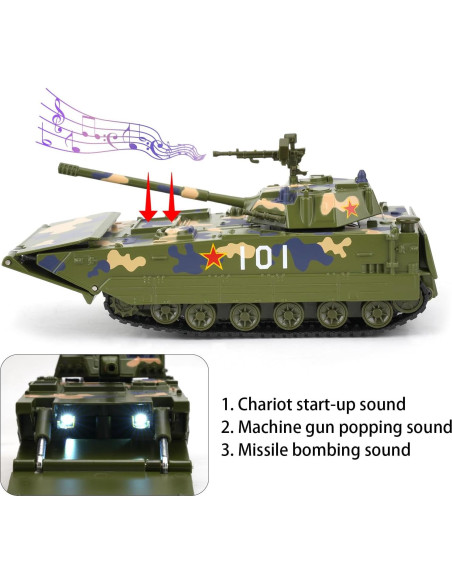Tanque Militar de Aleación Guarsiliymi con Sonido y Luz 21cm Tanque Militar de Aleación Guarsiliymi con Sonido y Luz 21cm