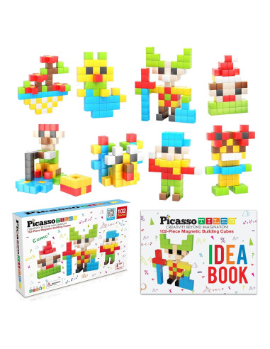 PicassoTiles Cubo Magnético 102 Piezas 1" Juguete Educativo