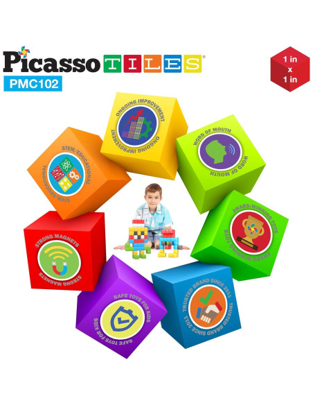 PicassoTiles Cubo Magnético 102 Piezas 1" Juguete Educativo PicassoTiles Cubo Magnético 102 Piezas 1" Juguete Educativo