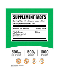 Polvo de Extracto de Alfalfa BulkSupplements 500g - Suplemento Verde 2