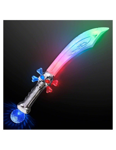 Espada Pirata Curvada LED con Bola de Cristal FlashingBlinkyLights 59.69 cm