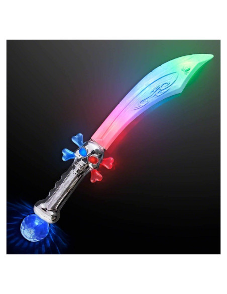 Espada Pirata Curvada LED con Bola de Cristal FlashingBlinkyLights 59.69 cm