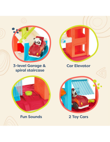 Garaje de Coches Bingo B. Toys con Elevador y 2 Vehículos
