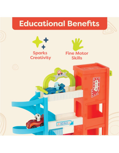 Garaje de Coches Bingo B. Toys con Elevador y 2 Vehículos