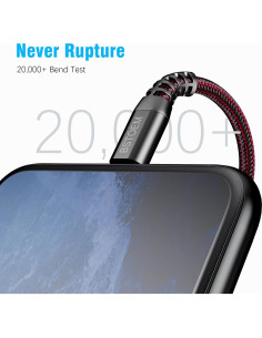 Paquete de 2 Cables de Carga USB Lightning BSTOEM 3m Rojo 2