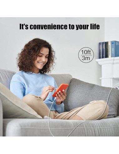 Cable de Cargador Lightning PGQBS 3Pack 9.14m Carga Rápida