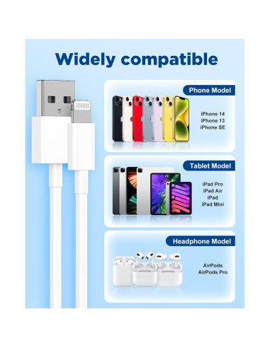 6Pack Cable Lightning Hcoob 3FT MFi para iPhone y iPad