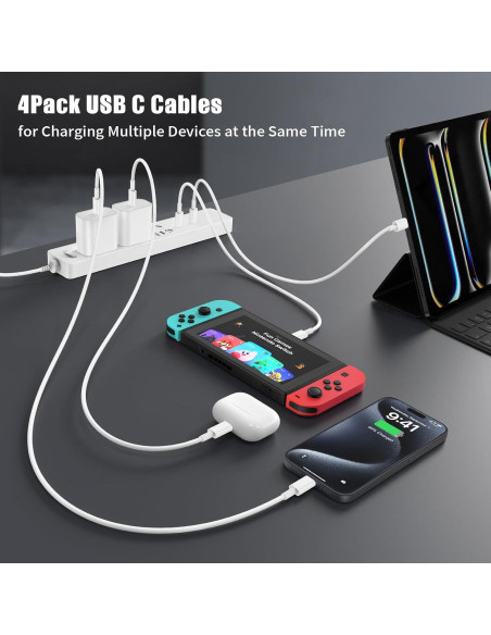 Cable USB C a USB C Essri 4Pack 3 pies 60W Carga Rápida