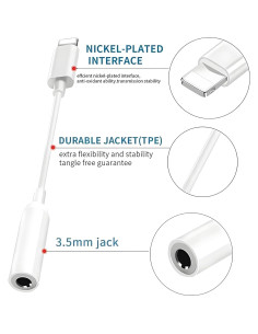 Adaptador Lightning a 3.5 mm MFi - 3 Piezas para iPhone 2
