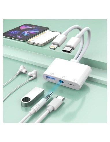 Adaptador de Auriculares USB-C y Lightning con Carga - 3.5mm