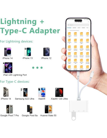 Adaptador de Auriculares USB-C y Lightning con Carga - 3.5mm