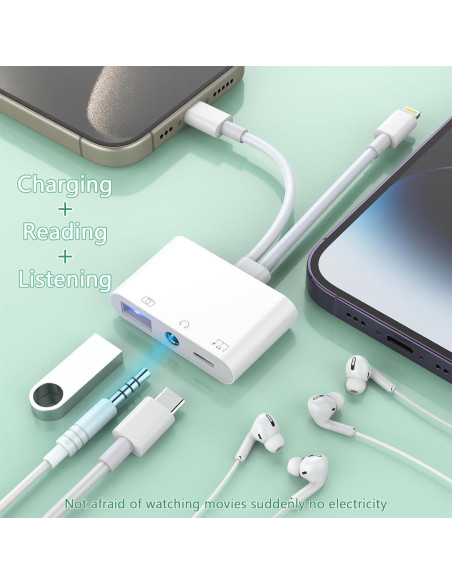 Adaptador de Auriculares USB-C y Lightning con Carga - 3.5mm