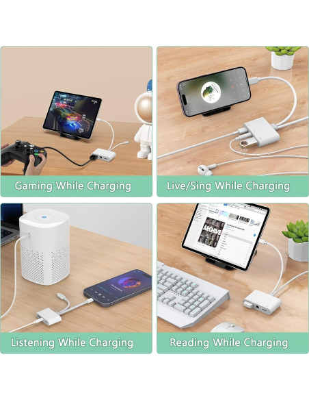 Adaptador de Auriculares USB-C y Lightning con Carga - 3.5mm