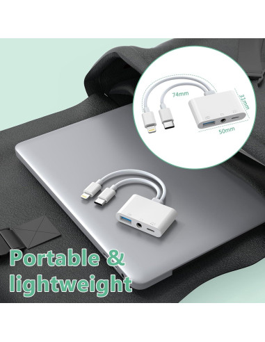 Adaptador de Auriculares USB-C y Lightning con Carga - 3.5mm