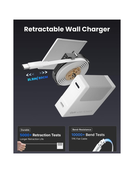 Cargador de Pared Gitryin 40W con Cable Tipo-C Retráctil 80cm