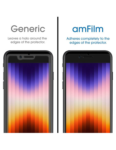 Protector de Pantalla Vidrio Templado amFilm para iPhone SE 2/3, 8, 7, 6S, 6