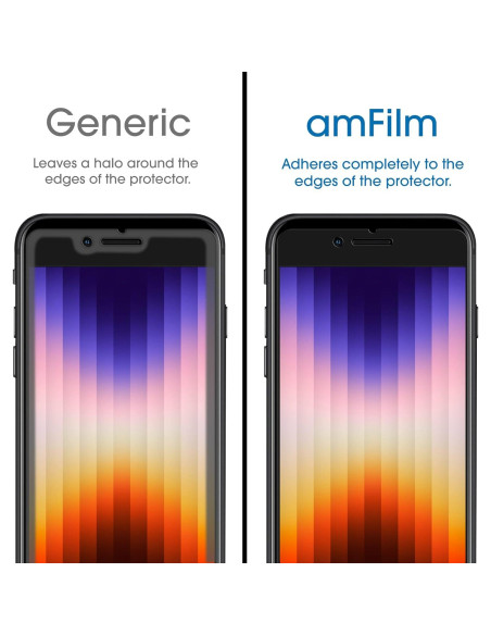 Protector de Pantalla Vidrio Templado amFilm para iPhone SE 2/3, 8, 7, 6S, 6