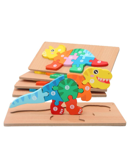 Rompecabezas de Madera Montessori Mama - Dinosaurios 5 Piezas Rompecabezas de Madera Montessori Mama - Dinosaurios 5 Piezas